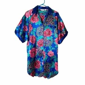 Vintage Kathryn Silky Large‎ Nightgown Night Shirt Floral VTG